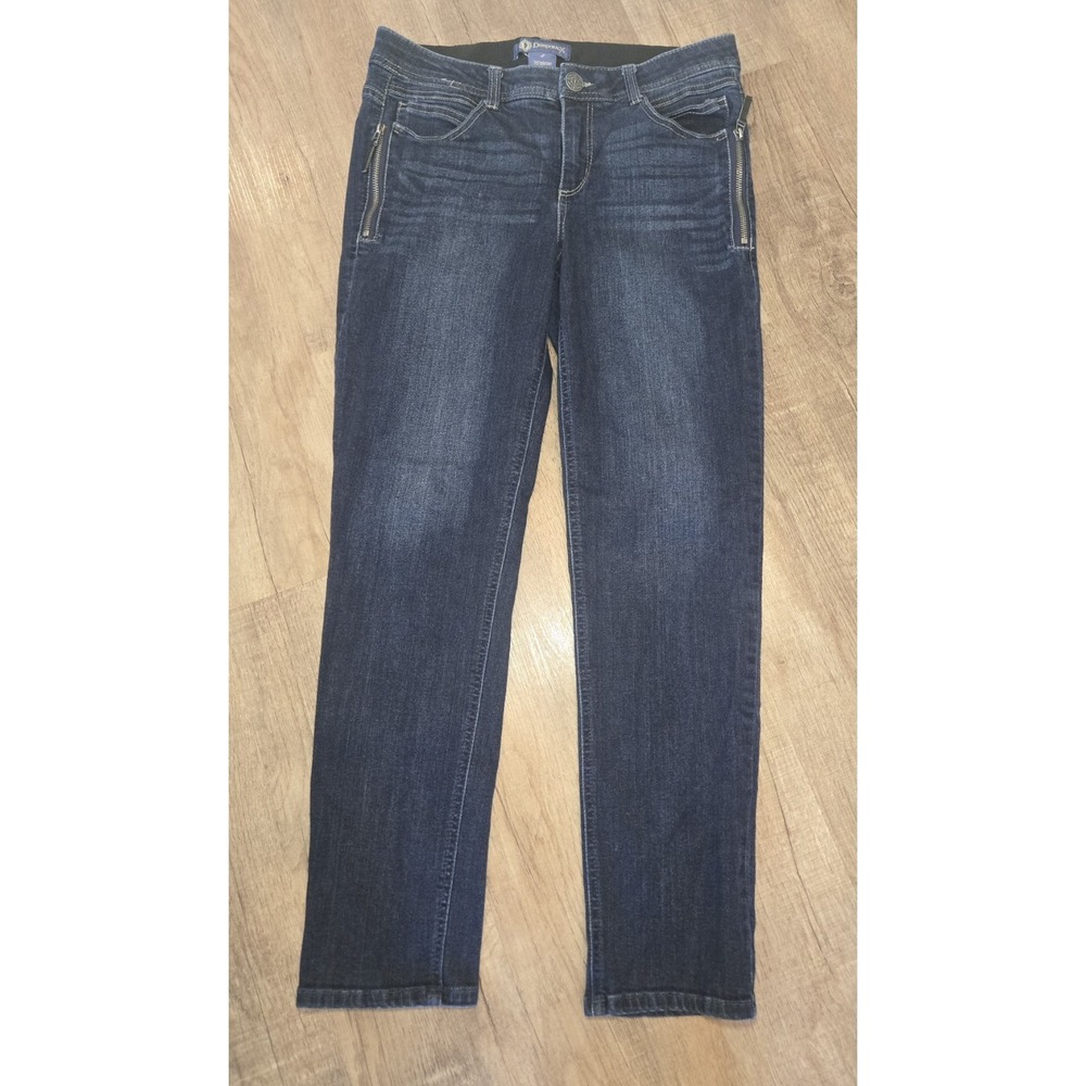 Democracy Ab Solution Stretch Sides Zipper Elastic Waist Taper  Blue Jeans Sz 8
